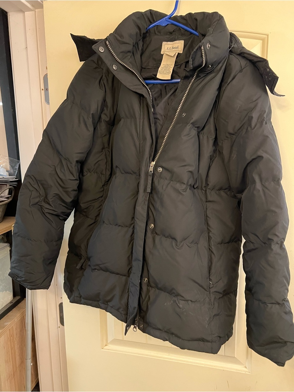 L.L. Bean Black Quilted Puffer Coat with Hood